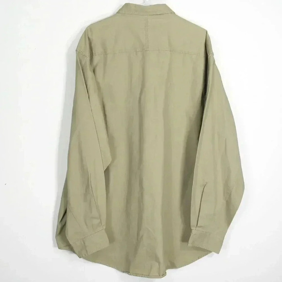 Wrangler Men's Riggs Workwear Twill Button Down Work Shirt Khaki - Picture 2 of 4